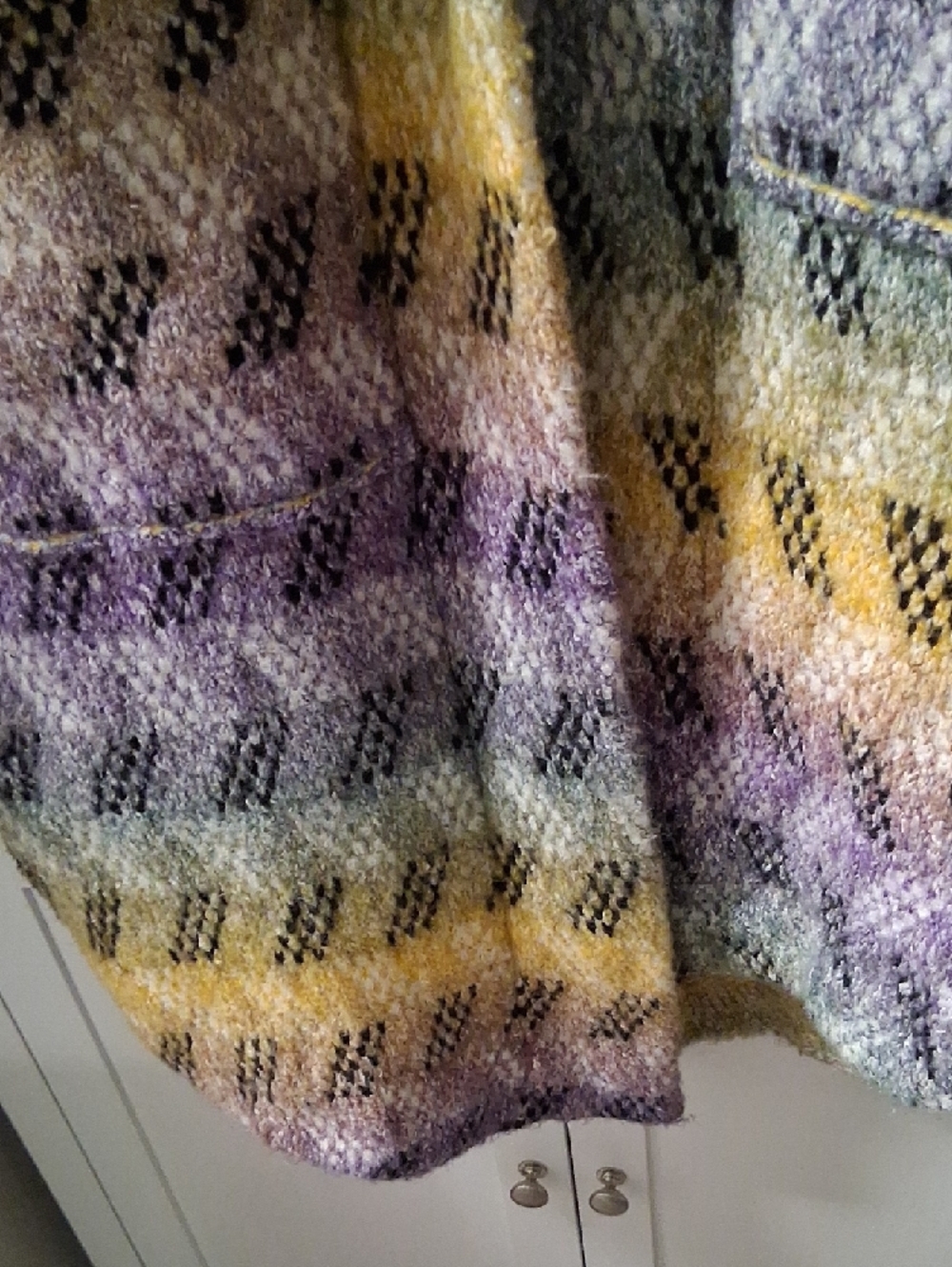 Pilcro Multi-Striped Open Front Cardigan in Purple, Yellow, Green and Cream - Picture 4 of 6